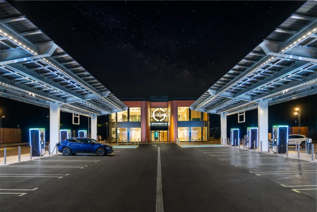 Stevenage Electric Forecourt at night