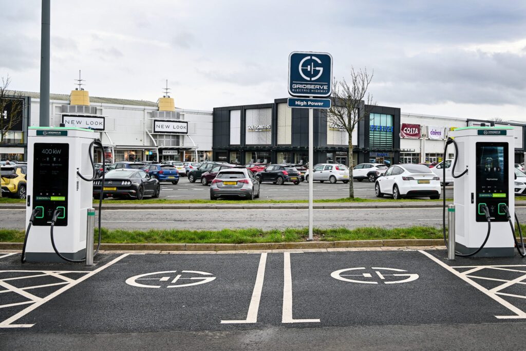 GRIDSERVE EV charging Super Hub at Fort Kinnaird retail Park, near Edinburgh, Scotland